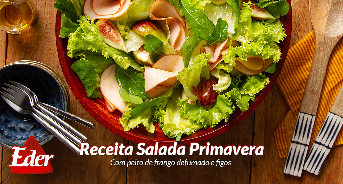 Salada Primavera Com Peito de Frango Defumado e Figos