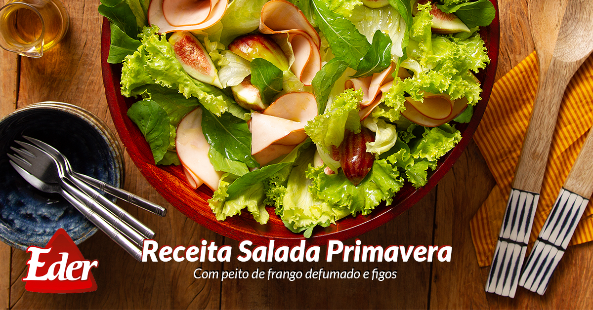Salada Primavera Com Peito de Frango Defumado e Figos